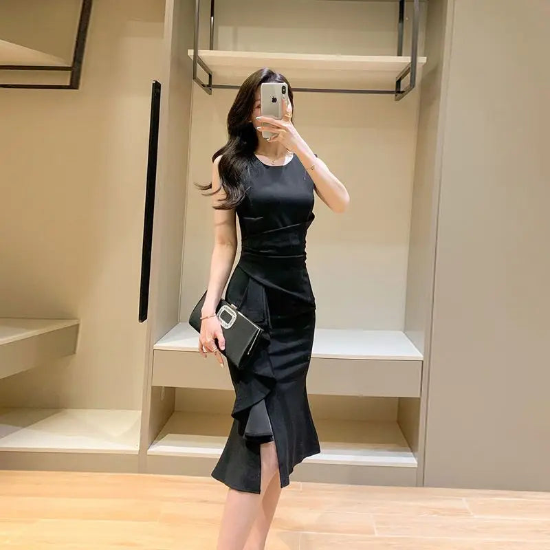 Women Clothes Sexy Fashion Long Dress Ladies Elegant Slim Solid Dresses Office Lady Club Dress Party Clothing Bodycon Dress