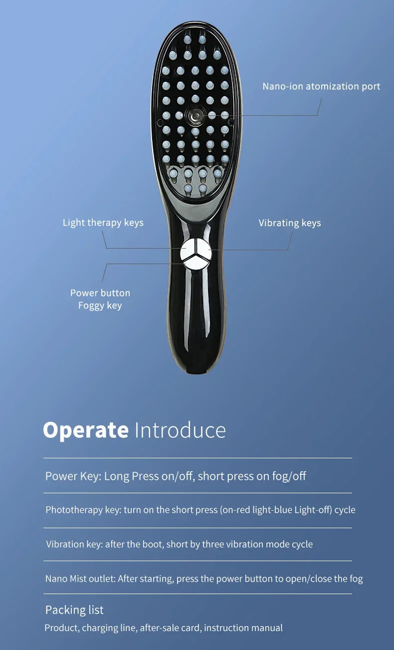 Electric Spray Massage Comb Hair Growth Vibration Head Massager Brush LED Anti Hair Loss Scalp Liquid Medicine Atomizing Comb