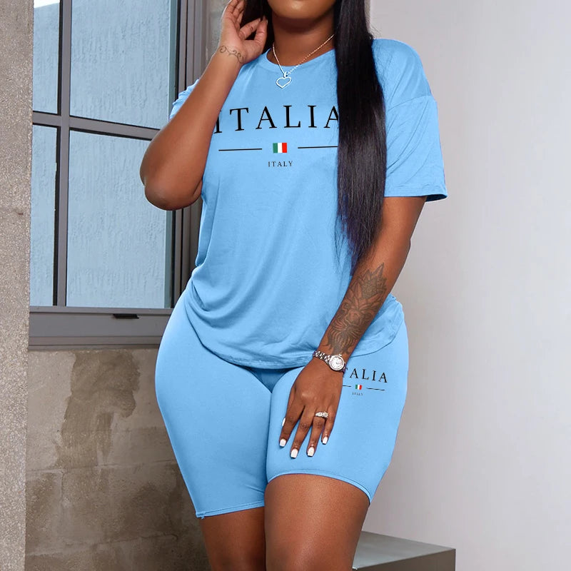 Woman Clothing  Summer Casual Two Piece Set Women T-Shirts O-Neck Shorts Daily Short Sleeve Tracksuit  New