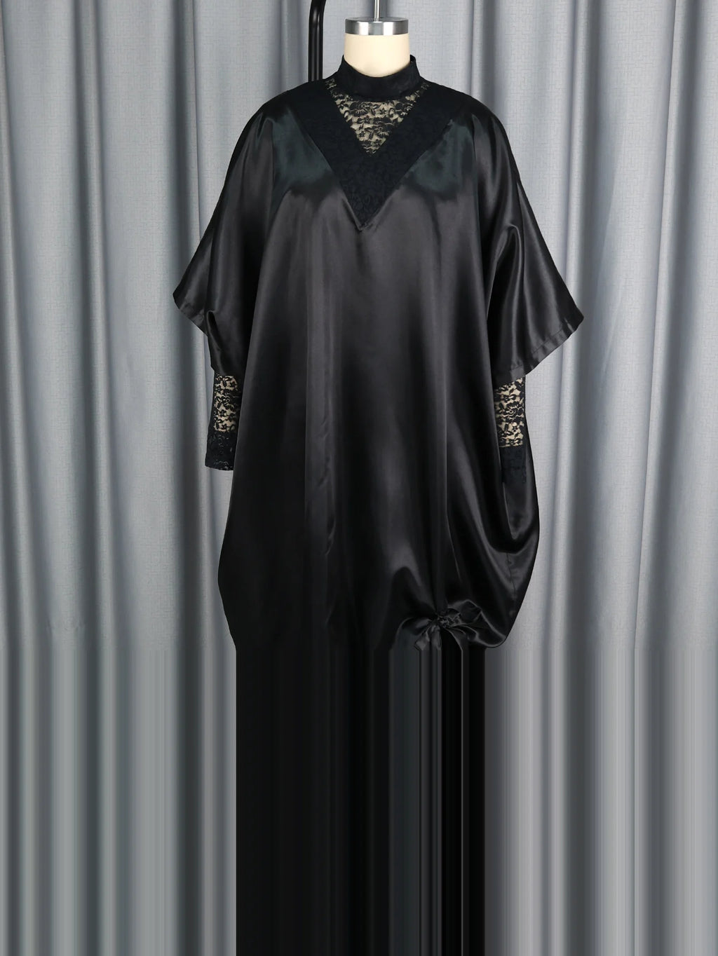 Women's Elegant Two-Piece Set Shiny Dress with Lace Interior Long Sleeve Autumn Occasion Fashionable Female Clothing