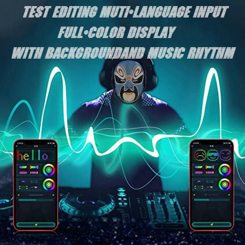 Smart LED Face Masks Programmable Bluetooth APP Control Change Face DIY Photoes for Party Display LED Light Mask for Halloween