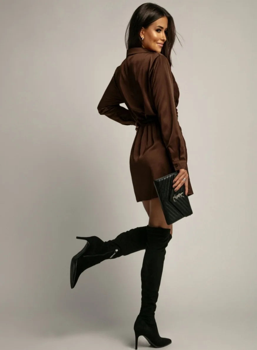 Women's Clothing Autumn New Item Satin Dress Pleated Versatile Dress Women's Versatile Fashion Dress