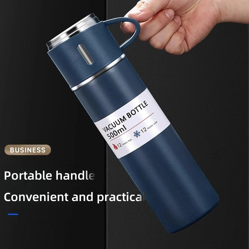 304 Stainless 500ml Steel Vacuum Insulated Water Bottle Portable Coffee Bottle Office Gift Set Business Style Travel Thermal Mug