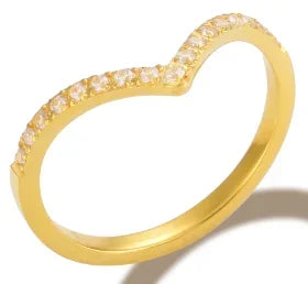 Women's Crystal Zircon Granular Ring — Waterproof Stainless Steel Fine Jewellery