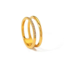 Women's Zircon Ring — Waterproof Stainless Steel Fashion Jewellery
