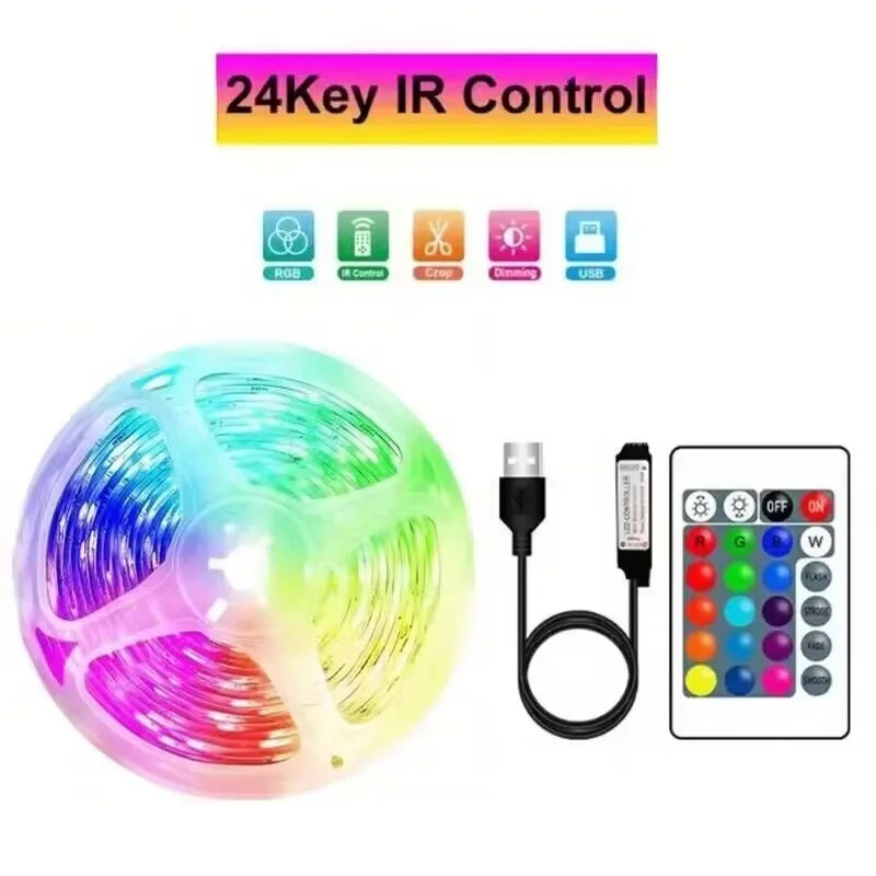 Smart LED Strip Lights 1m-20m Music Sync RGB 5V with App & Remote Control for Christmas Party Room Decoration Lighting