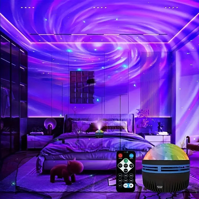 LED Galaxy Projector Night Light — Starry Sky Lamp with Remote Control