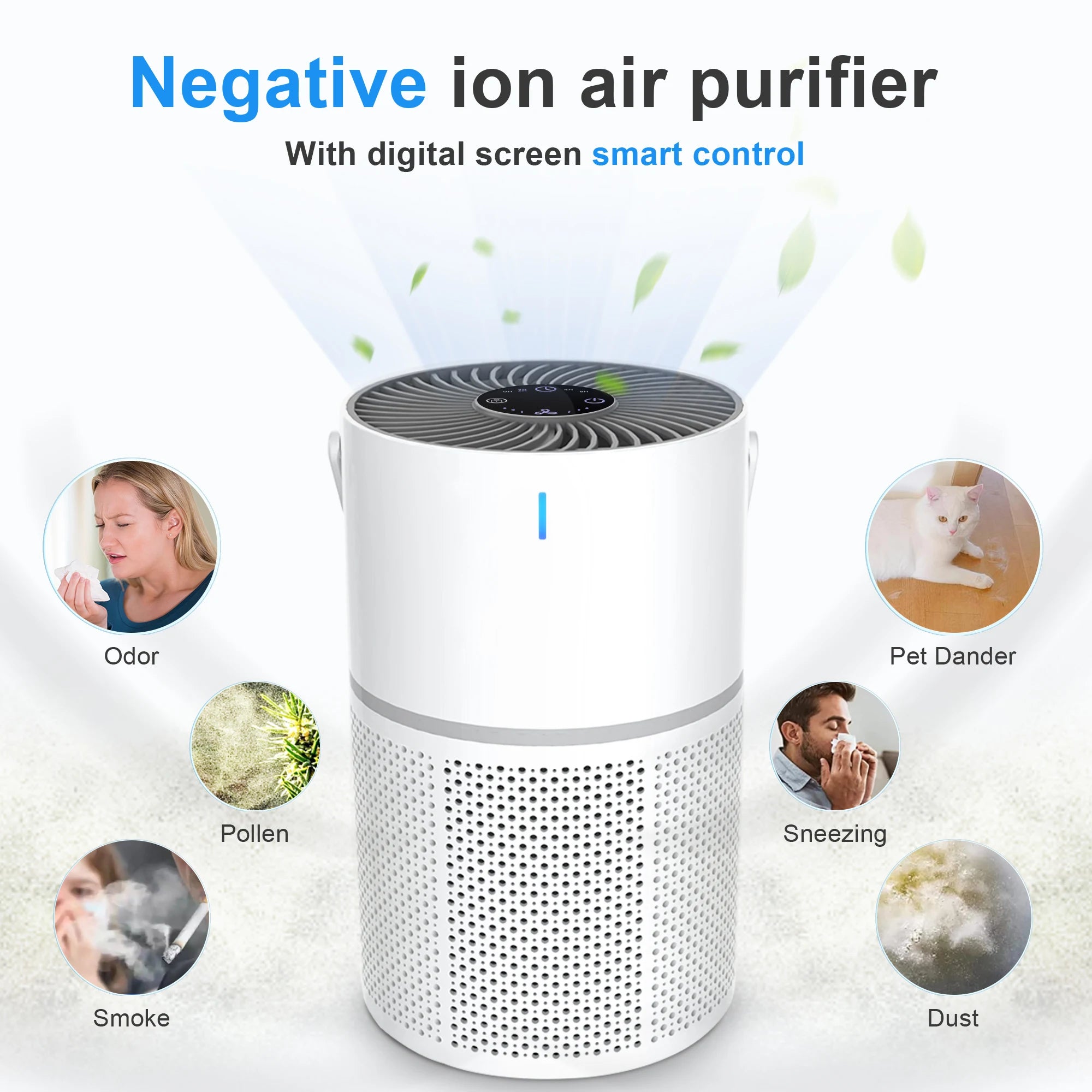 User Friendly Portable HEPA Air Purifier with Negative Ion - Quiet for Bedrooms & Small Spaces