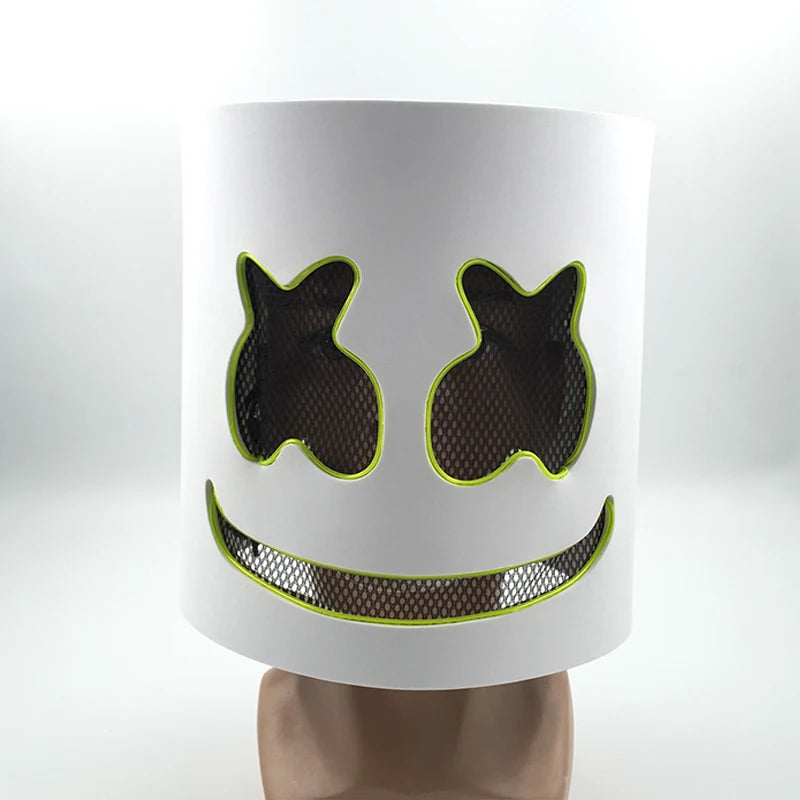LED DJ Mask Headgear Lifelike Marshmello Mask Breathable Helmet Mask Carnival Festival Halloween Party Props Cosplay.Costume