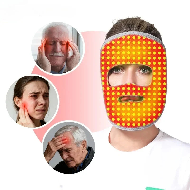 Electric Heating Massage Red Light Therapy Face Mask Massage for Facial Nerve Paralysis Rehabilitation Improve Blood Circulation