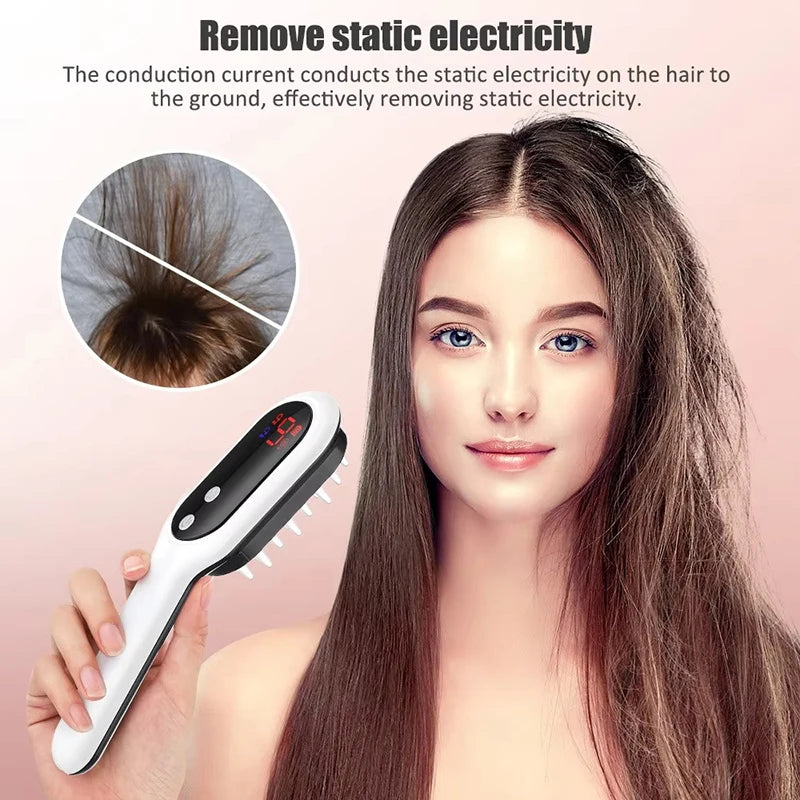 Electric Laser Hair Growth Comb Red Blue Light Magnetic Therapy Head Massage Brush Anti Hair Loss  Hair Treatment Scalp Massager