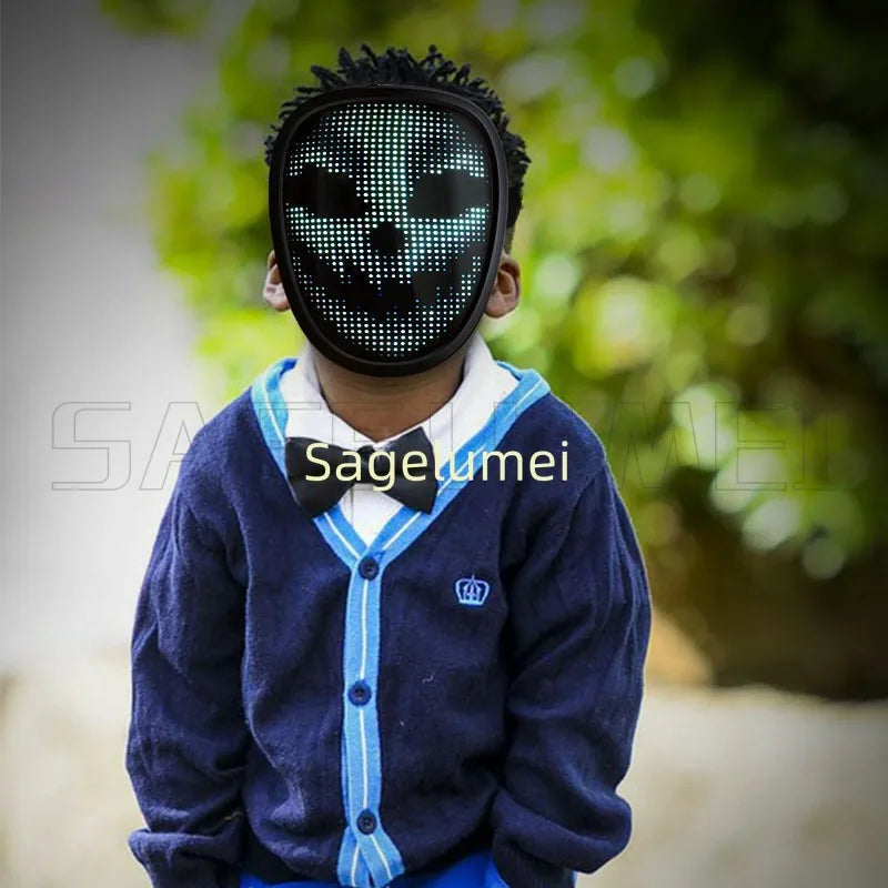 LED Mask with Gesture Sensing for Halloween Party Festival Performance Kids Luminous Mask NEW Children Electronic Light up Mask