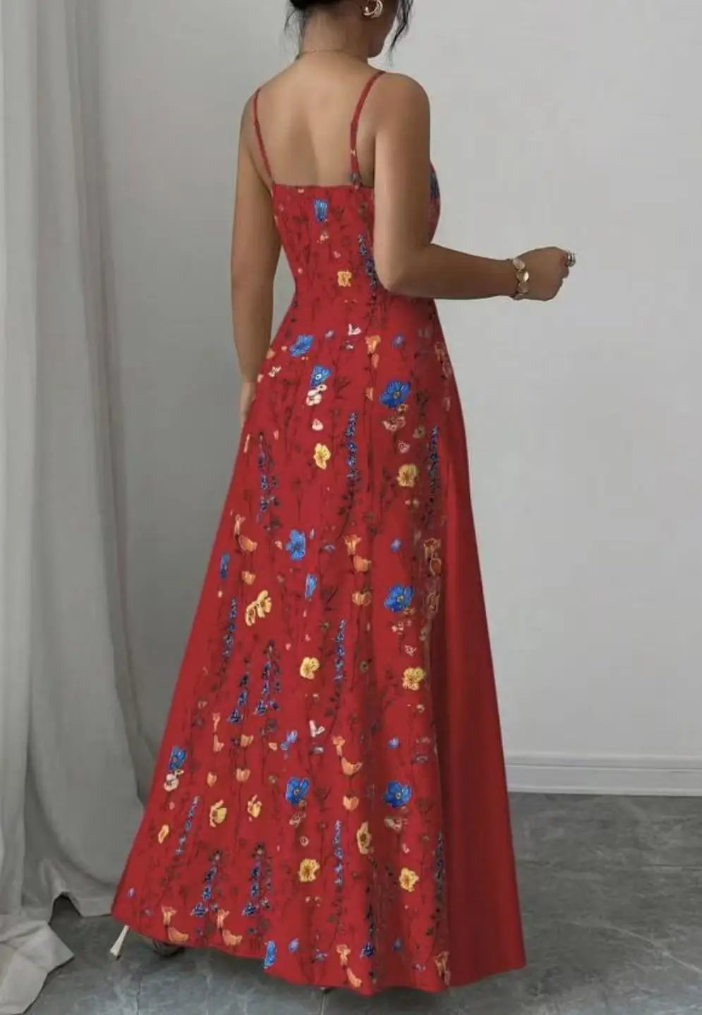 Women's Clothing Dresses For Ladies Spaghetti Strap Vestido Simple Style Temperament Printed Slim Sling Sleeveless Contrast