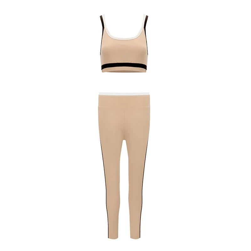 Women's Pants & Camis Sports Clothing Summer Streetwear Fashion New Striped 2 Piece Casual Slim Elegant Female Knitted Clothing