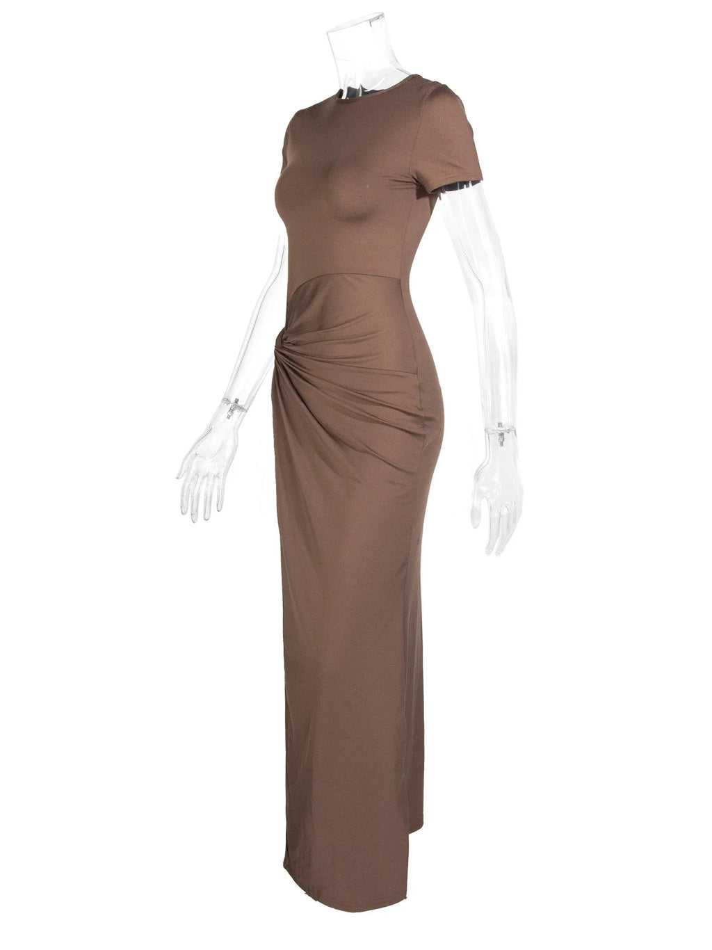Winter Women's Clothing Sexy Backless Bodycon Dress For Woman Elegant Evening Wear Stretch Polyester High Slit Knotted Detail