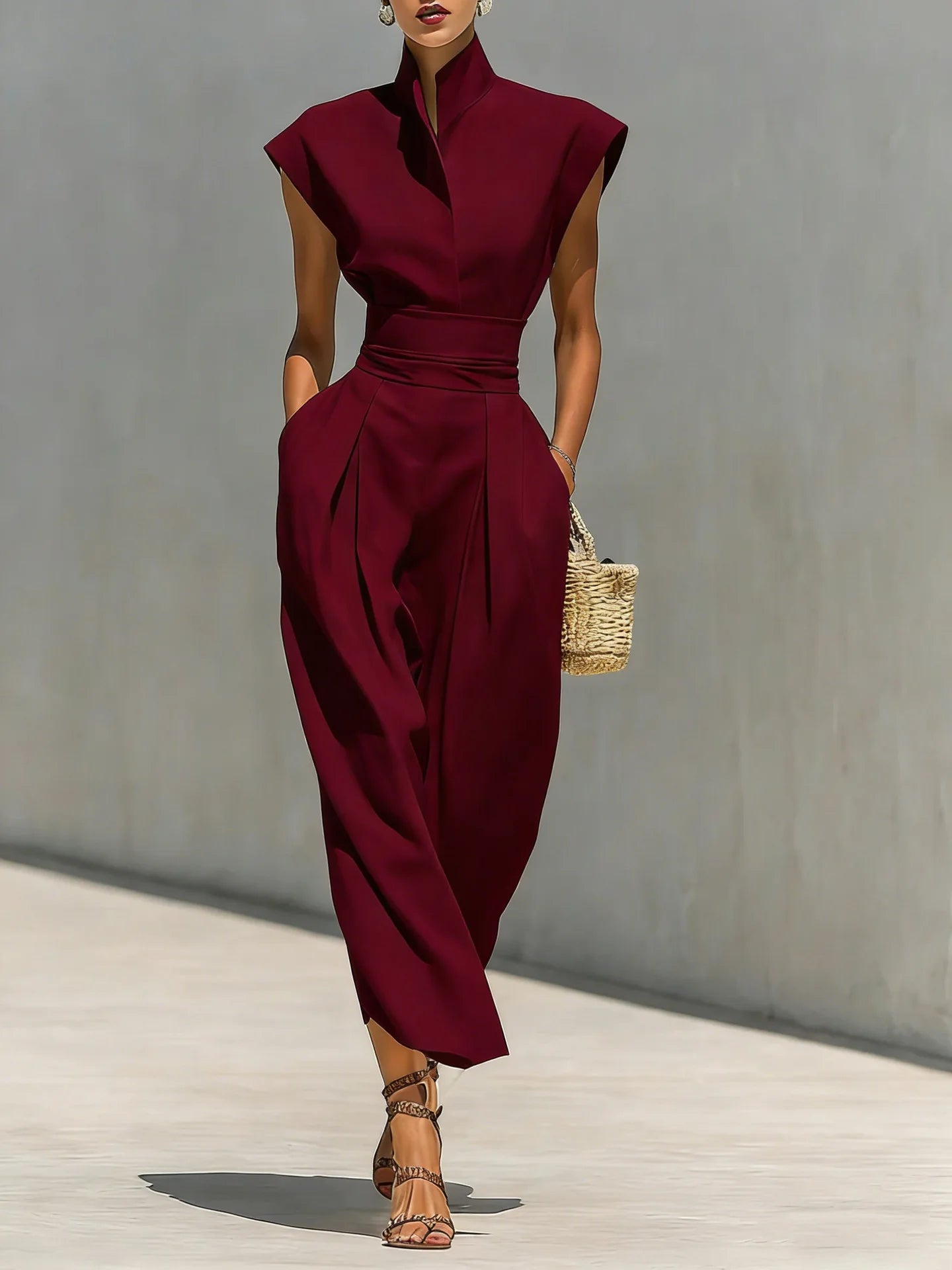 temperament women's clothing new spring and summer styles: high-waisted midi skirts, high-neck loose