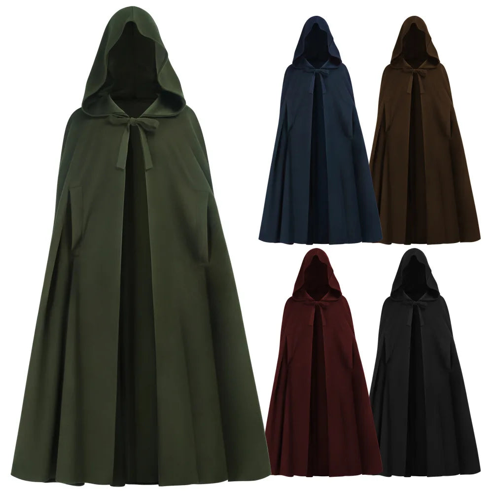 Medieval Hooded Woollen Cloak — Elf Halloween Renaissance Party Cape