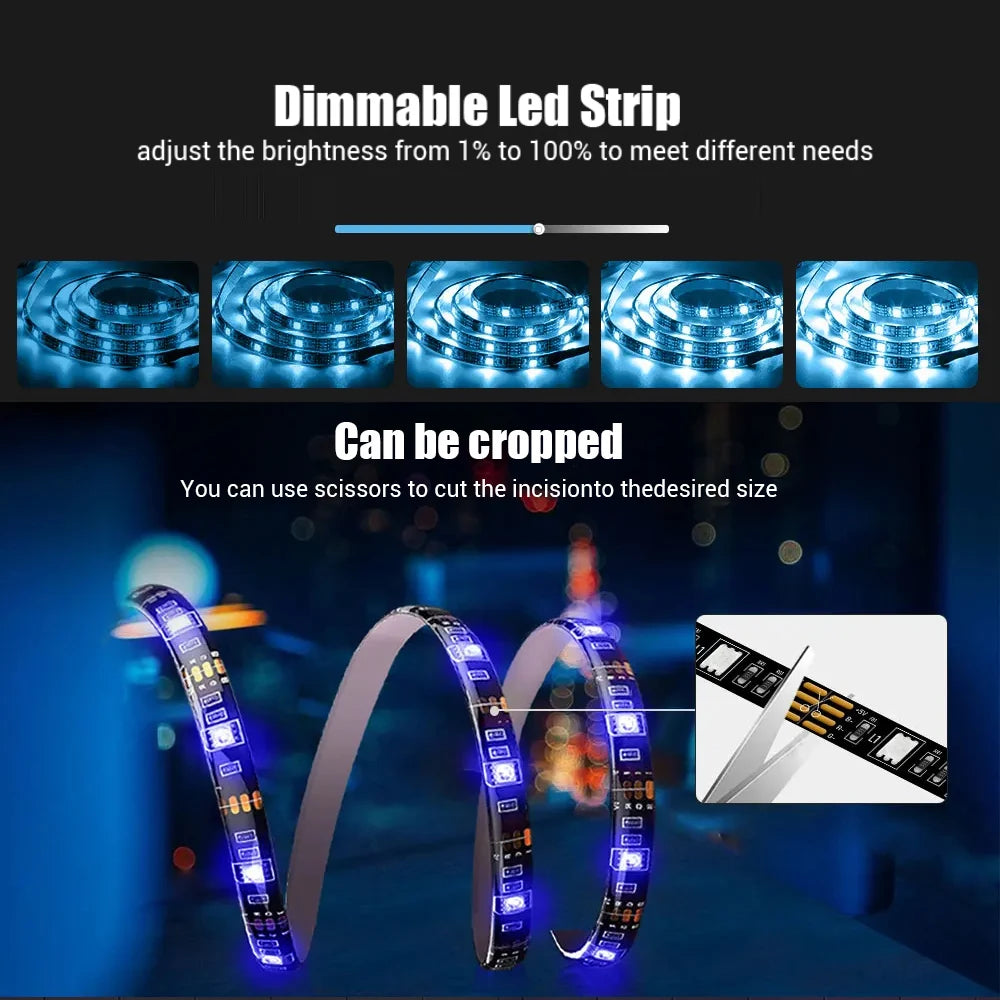 LED Lights Strip Smart TV Led Backlight USB RGB 5V Luces LED Neon Lighting App Control Rhythmic Sync Room Gaming Ambilight Lamp