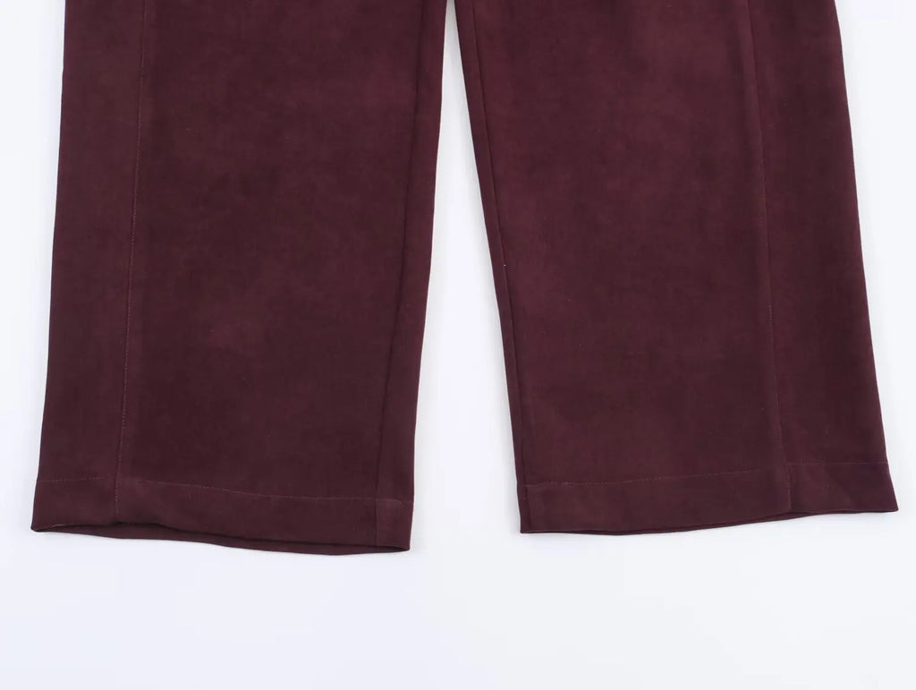 Women's High-Waisted Casual Trousers — Solid Colour Fashion Wide Leg Pants