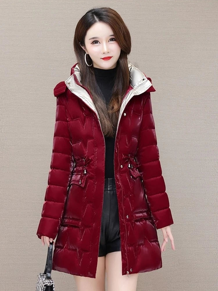 Women's Hooded Down Cotton Parka Coat — Thickened Warm Winter Overcoat