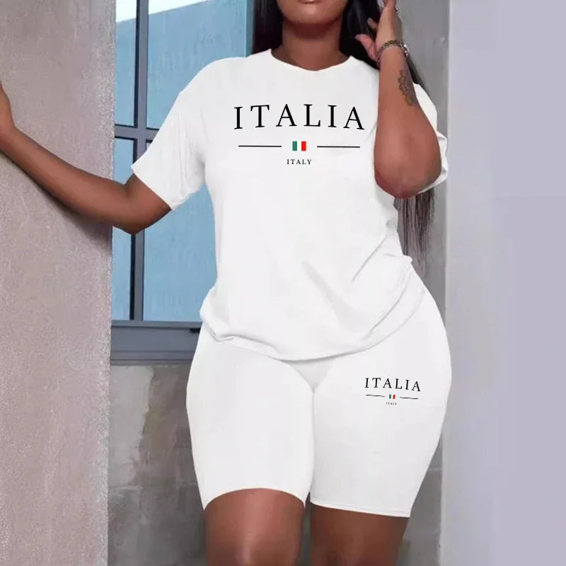 Woman Clothing  Summer Casual Two Piece Set Women T-Shirts O-Neck Shorts Daily Short Sleeve Tracksuit  New