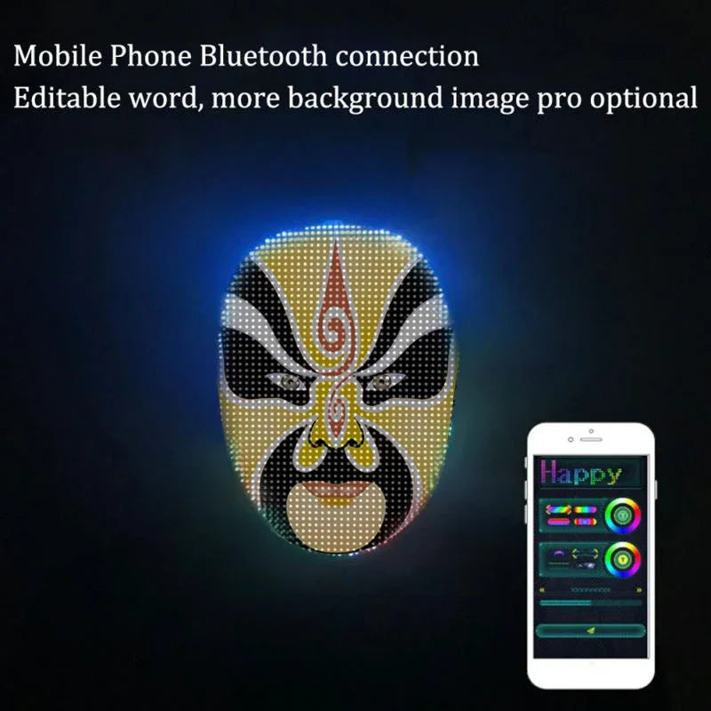 Smart LED Face Masks Programmable Bluetooth APP Control Change Face DIY Photoes for Party Display LED Light Mask for Halloween