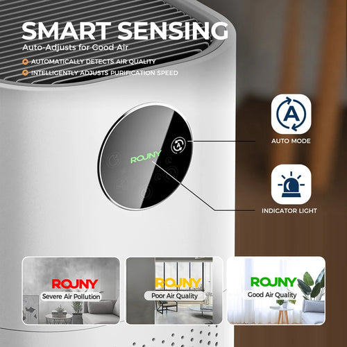 Air Purifier for Home Allergies Pets Hair in Bedroom H13 True HEPA Filter 25dB Filtration System Cleaner Odor Eliminators, White