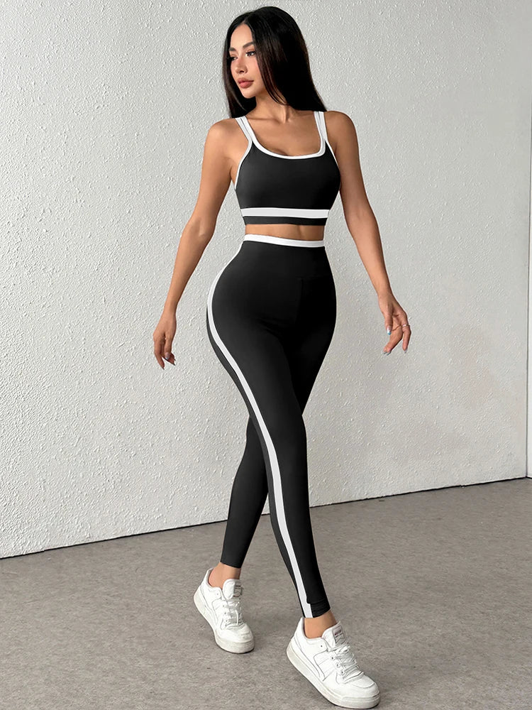 Women's Pants & Camis Sports Clothing Summer Streetwear Fashion New Striped 2 Piece Casual Slim Elegant Female Knitted Clothing