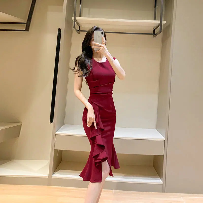 Women Clothes Sexy Fashion Long Dress Ladies Elegant Slim Solid Dresses Office Lady Club Dress Party Clothing Bodycon Dress