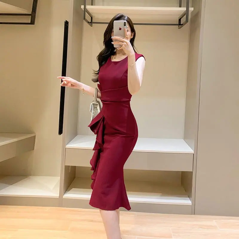 Women Clothes Sexy Fashion Long Dress Ladies Elegant Slim Solid Dresses Office Lady Club Dress Party Clothing Bodycon Dress