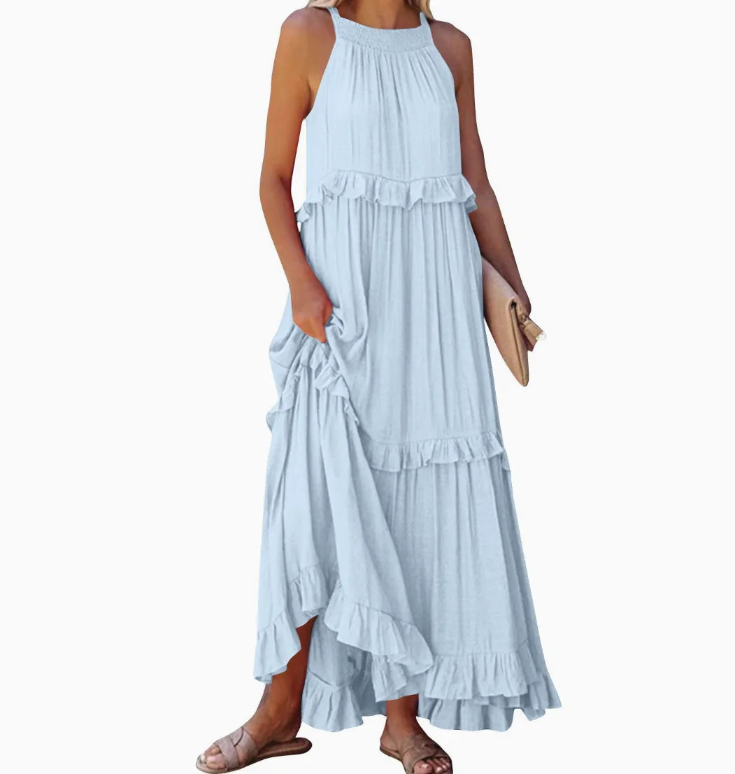 Women's Lotus Leaf Edge Dress — Elegant Flowy Summer Dress