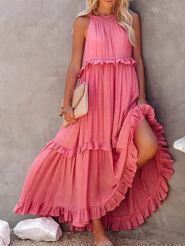 Women's Lotus Leaf Edge Dress — Elegant Flowy Summer Dress