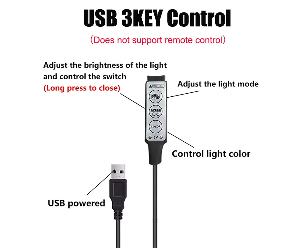 Smart Led Lights Strip TV Smart Bedroom Lighting Bluetooth Usb Led Strip Rgb 5V Adhesive Led Tape 5050 Wall Room Decoration