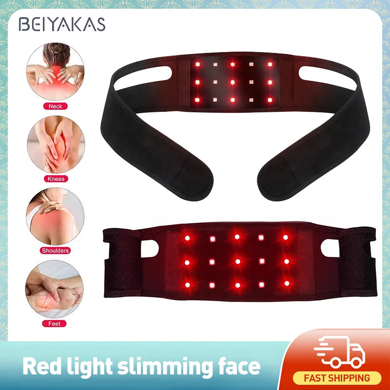 LED Infrared Therapy Chin Strap with V-shaped Face Lift LED Photon Therapy Facial Slimming Pad Wearable Pain Relief Tool Strap