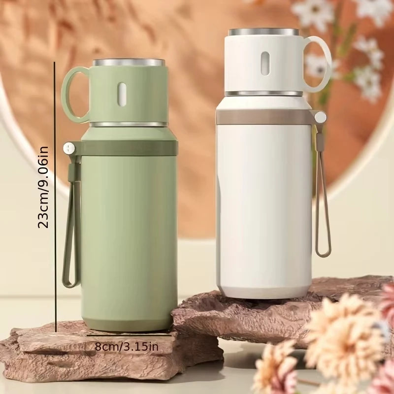 Portable Handheld Insulated Water Bottle 24H Thermal Retention Stainless Steel Leakproof Vacuum Thermos Bottle