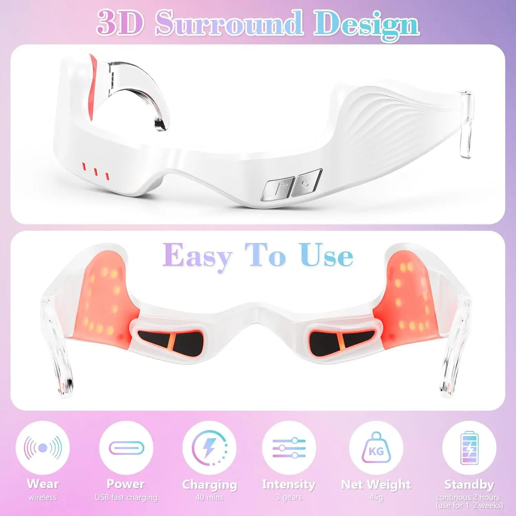 Red Light Therapy Eye Mask Rechargeable Anti Aging Wrinkle Reduction Treatment Eye Care Device Skin Rejuvenation Facial Beauty