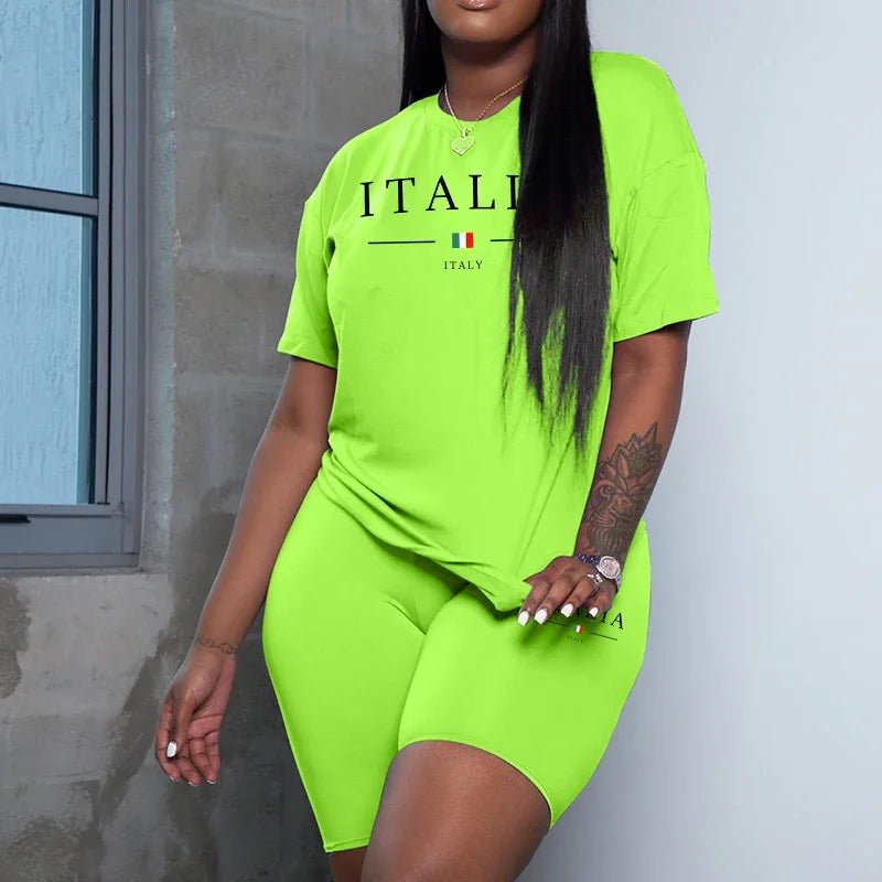 Woman Clothing  Summer Casual Two Piece Set Women T-Shirts O-Neck Shorts Daily Short Sleeve Tracksuit  New