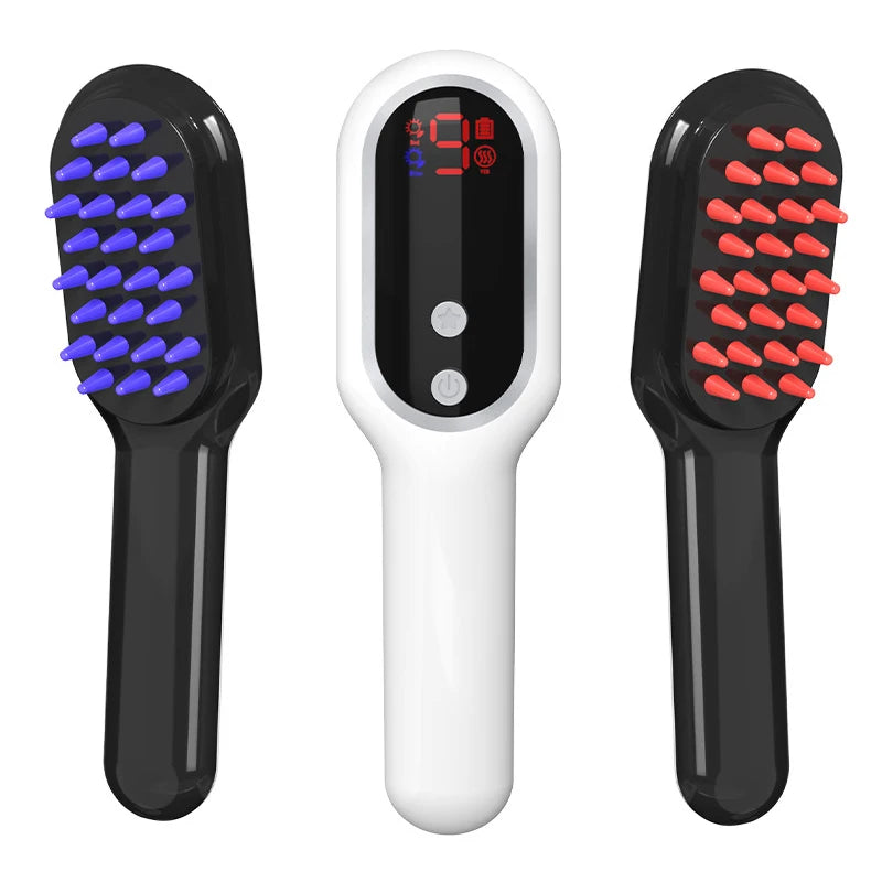 Electric Laser Hair Growth Comb Red Blue Light Magnetic Therapy Head Massage Brush Anti Hair Loss  Hair Treatment Scalp Massager