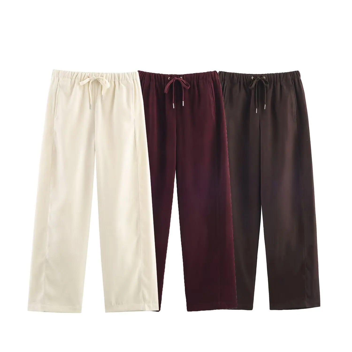 Women's High-Waisted Casual Trousers — Solid Colour Fashion Wide Leg Pants