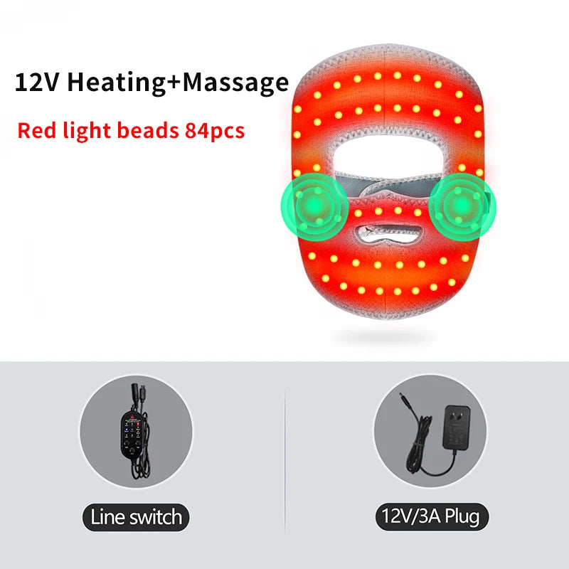 Electric Heating Massage Red Light Therapy Face Mask Massage for Facial Nerve Paralysis Rehabilitation Improve Blood Circulation