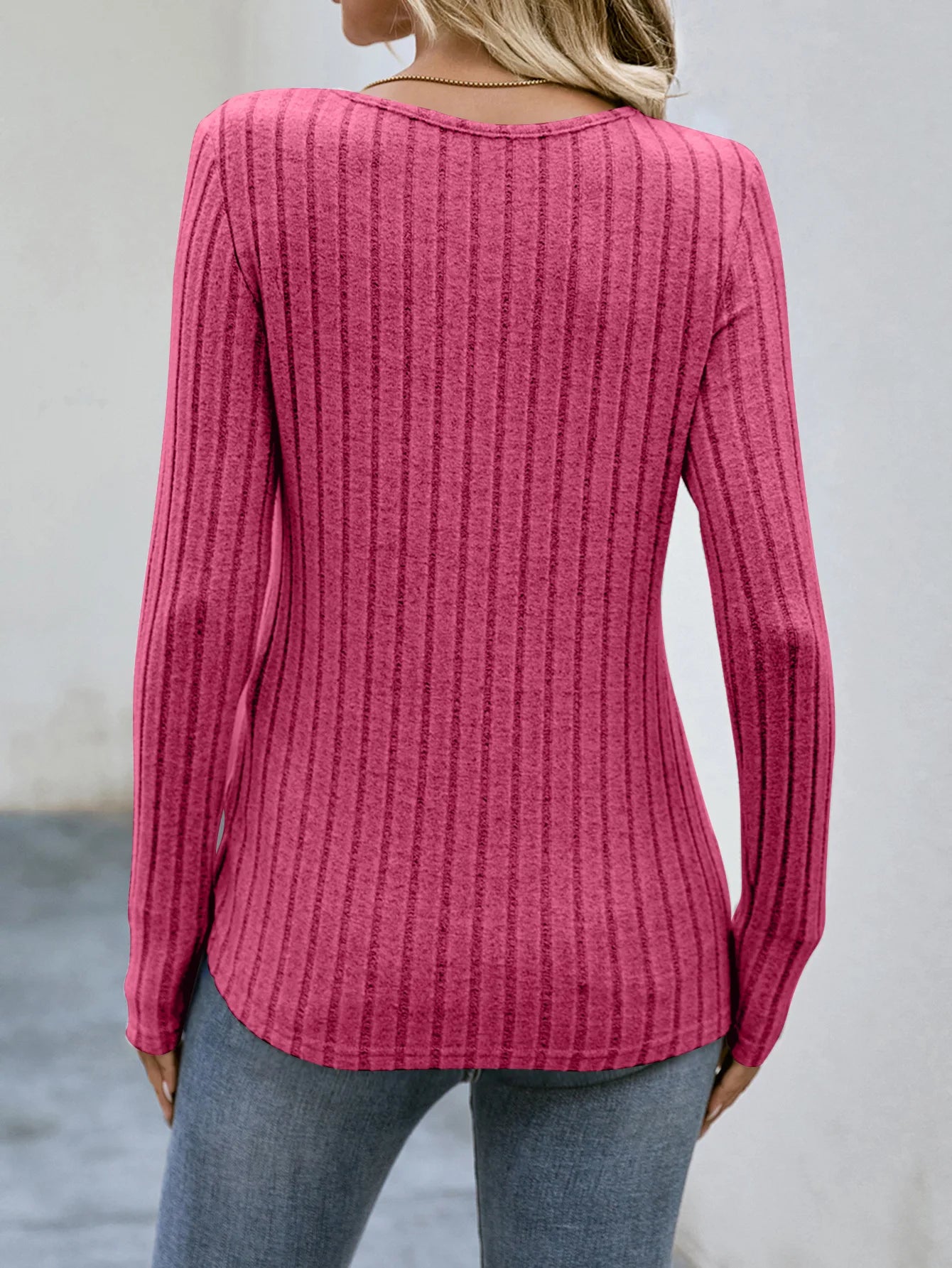 Women's Clothing Western Tops 2024 hot autumn new waist cinched round neck tight long sleeved top Europe America T-Shirts Tees