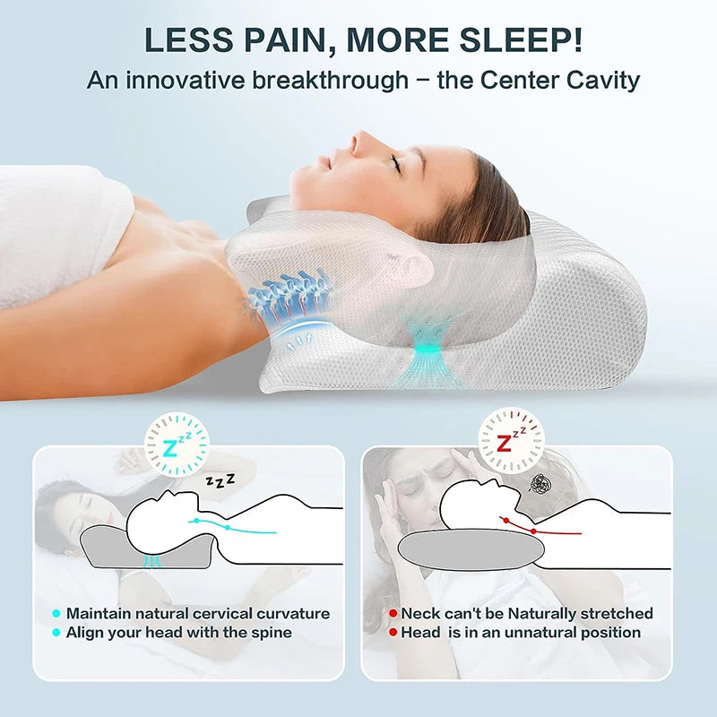 Memory Foam Cervical Pillow — 2-in-1 Ergonomic Neck Support Pillow