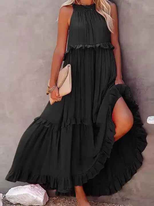 Women's Lotus Leaf Edge Dress — Elegant Flowy Summer Dress