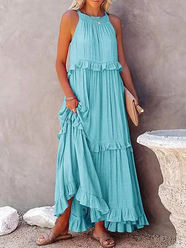 Women's Lotus Leaf Edge Dress — Elegant Flowy Summer Dress