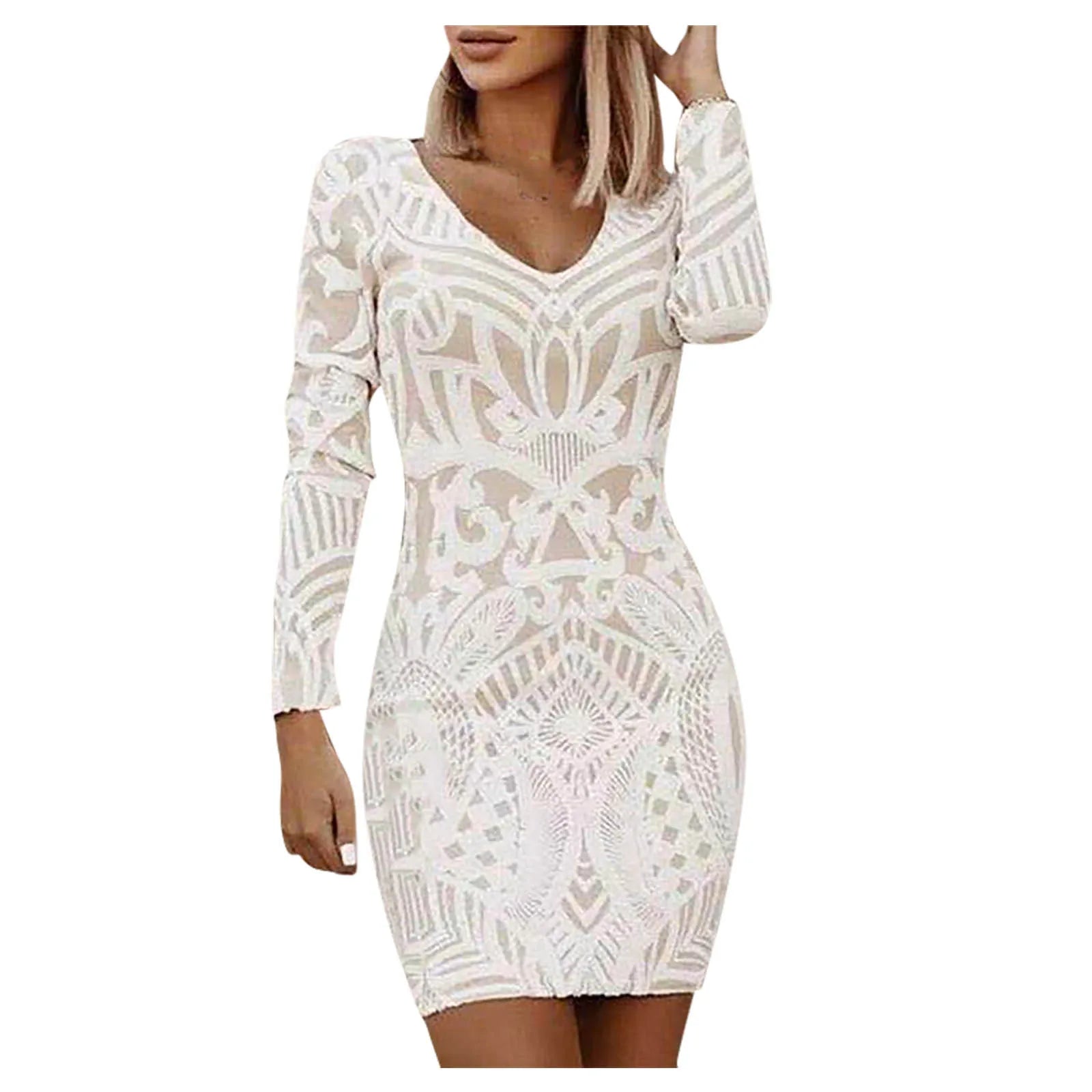White Dress For Women Casual Sexy V-neck Packed Hip Dresses Women Clothing 2022 Wedding Retro Sundress Midi Dress For Women