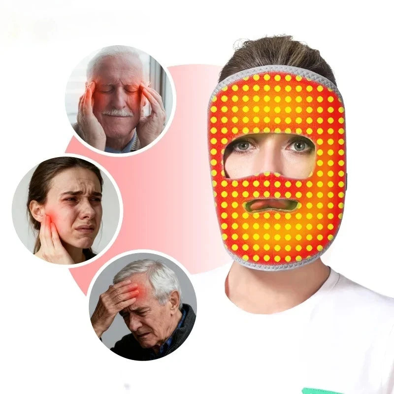Electric Heating Massage Red Light Therapy Face Mask Massage for Facial Nerve Paralysis Rehabilitation Improve Blood Circulation