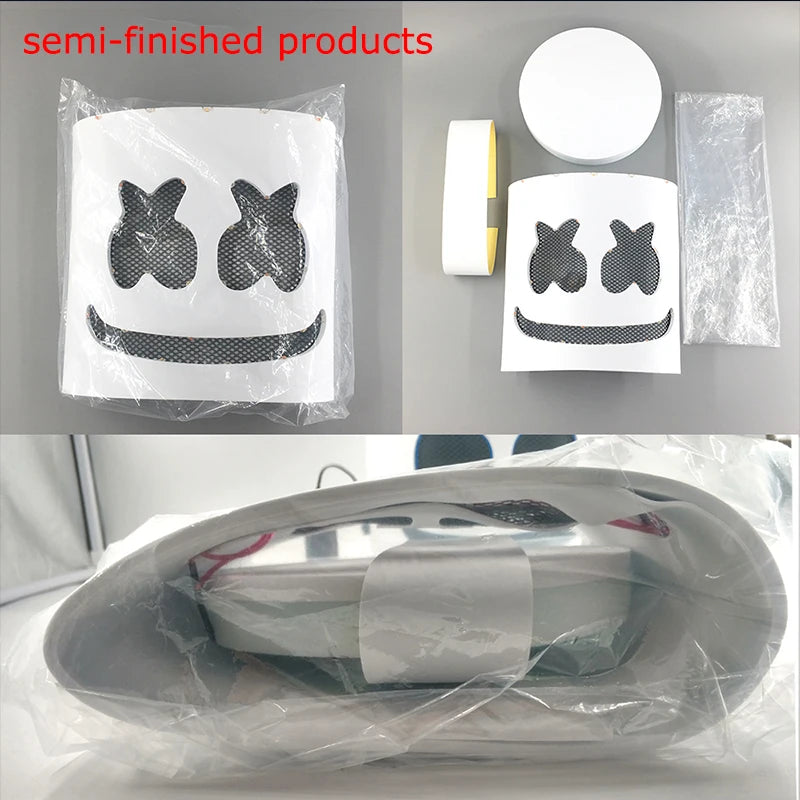 LED DJ Mask Headgear Lifelike Marshmello Mask Breathable Helmet Mask Carnival Festival Halloween Party Props Cosplay.Costume