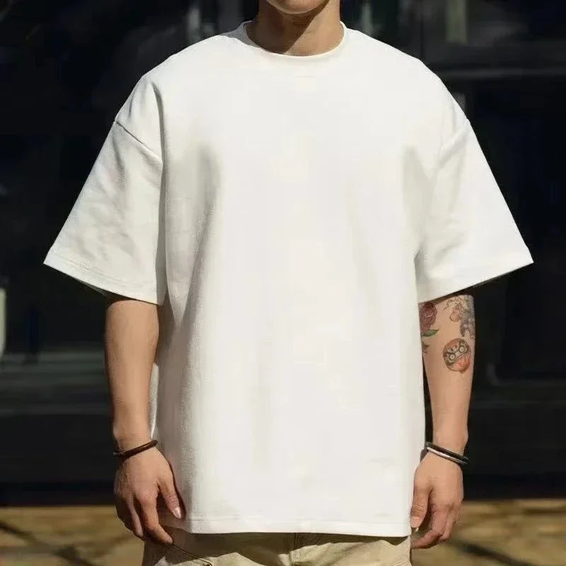 Men's summer 100% cotton fashionable casual loose coconut tree pattern printed sports round neck short sleeved T-shirt top