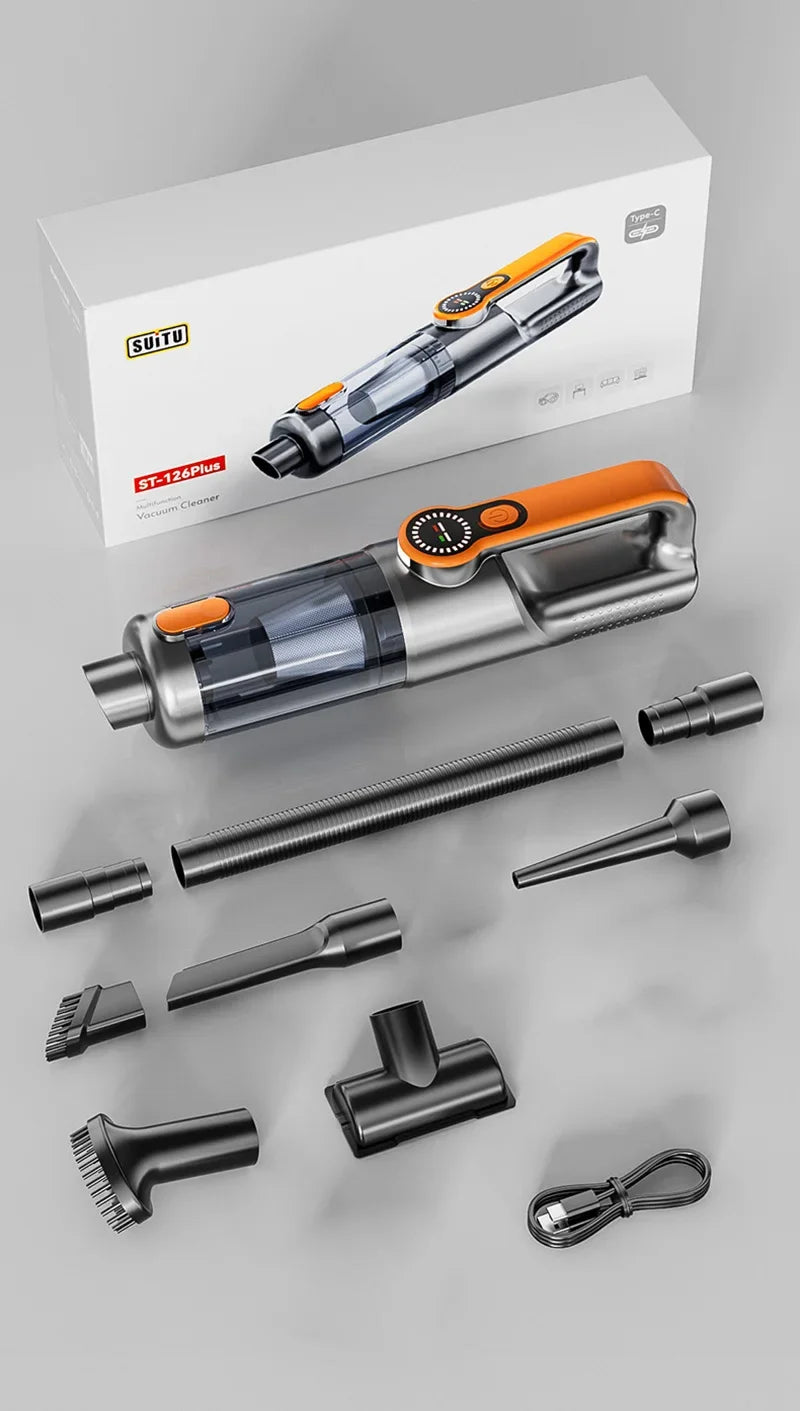 Cordless Car Vacuum Cleaner Handheld, High Power Wet Dry Portable Vacuum Blower with One-Key Dust Emptying for Car Home Cleaning