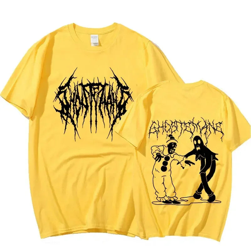 Men Women Print T-shirt Fashion Hip Hop Metal Gothic Rock T Shirt Loose Streetwear Summer Loose Sport T Shirt Y2K Short Sleeve